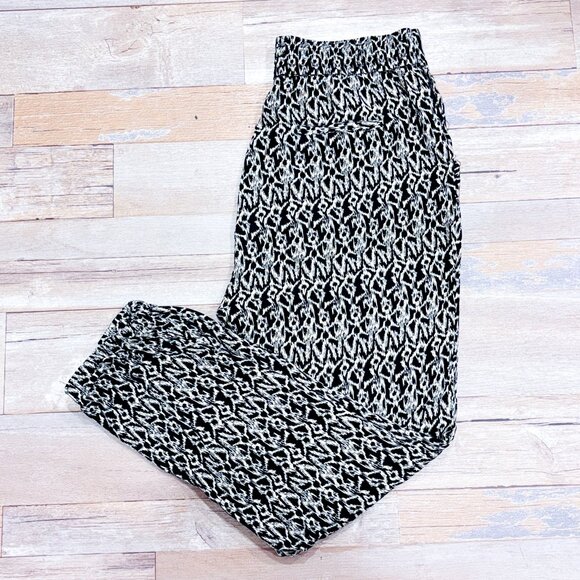 SIMONS Black & White Printed Lightweight Pants | Small * - Picture 1 of 9